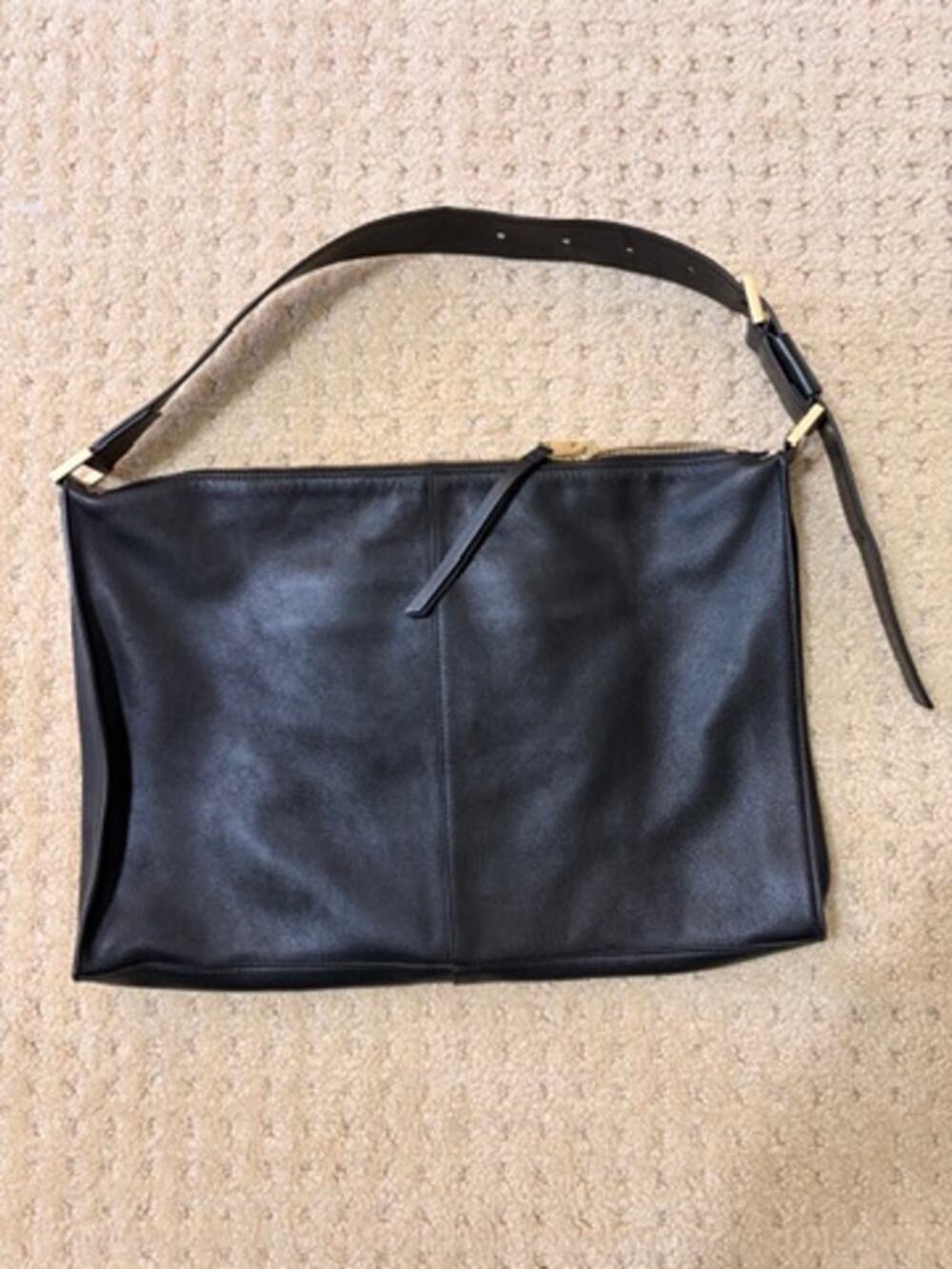 AllSaints Black 100% Leather Oversized Shoulder Bag Tote
